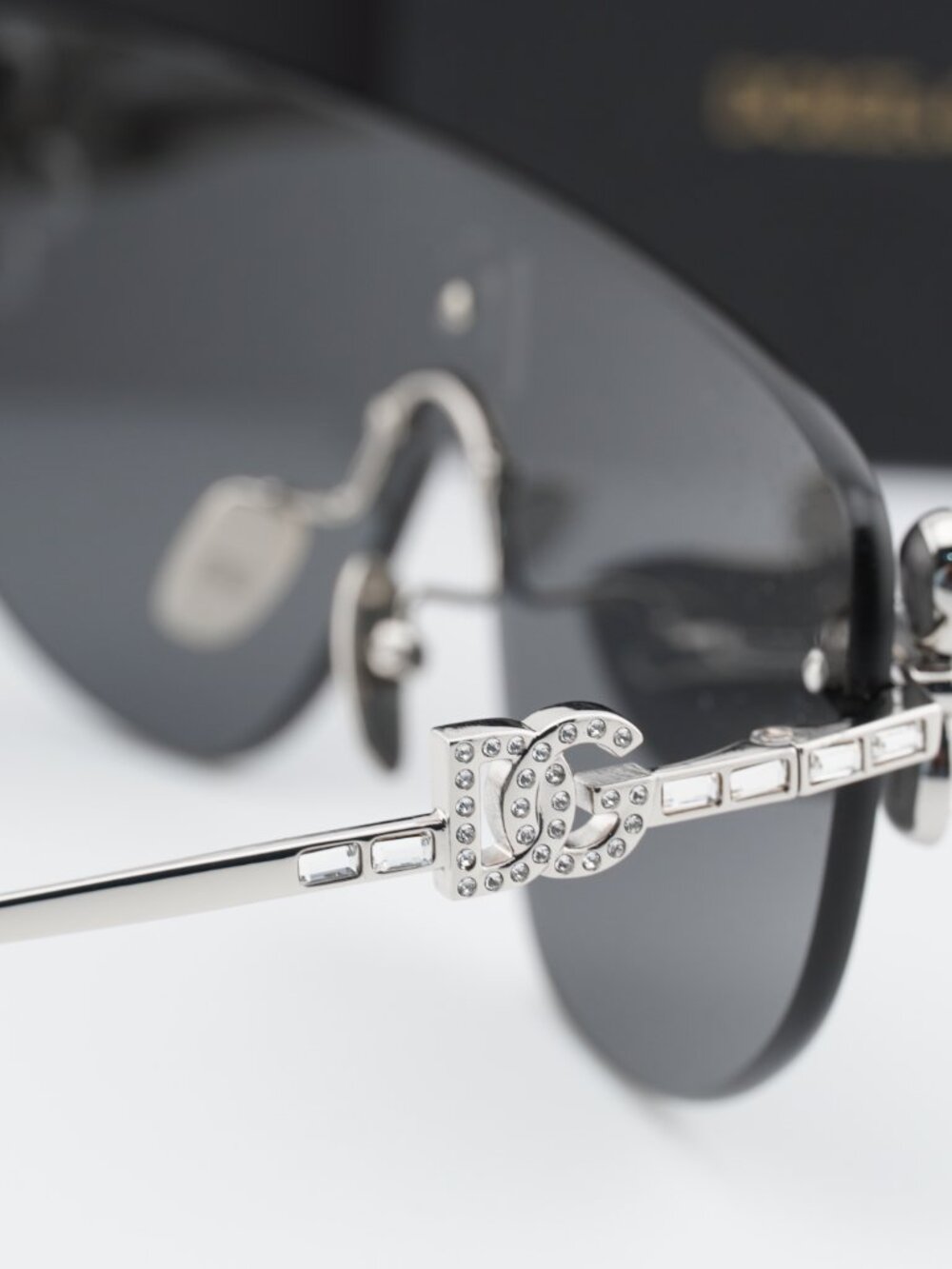 Dolce & Gabbana DG2333B 05/87 Shield Sunglasses - Silver with White Stone\Grey - Picture 5 of 10